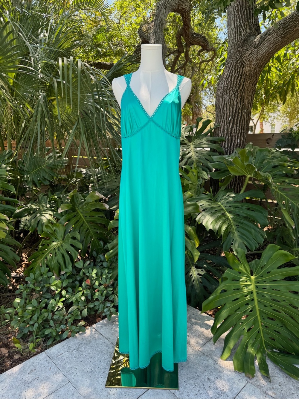Vintage 1970s Vanity Fair Aqua Lounge Maxi Dress